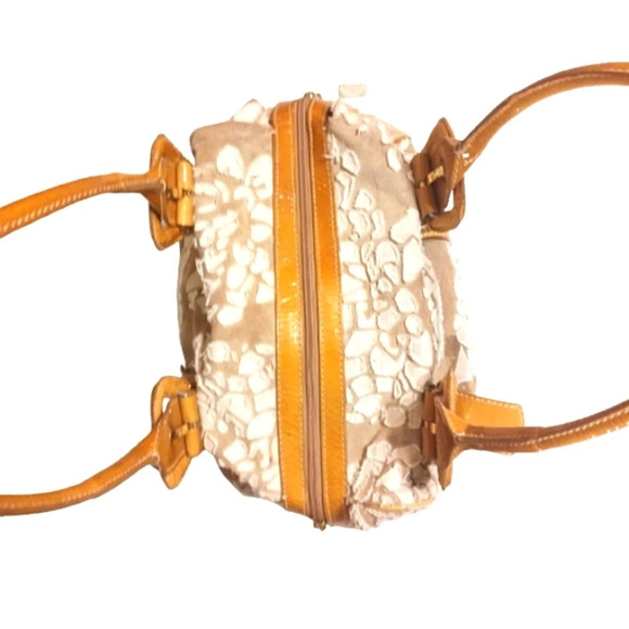 Francesco Biasia Yellow Leather and Fabric Patchwork Satchel Hobo Should… - Picture 6 of 11